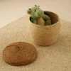 ALVIN Cesta De Almacenaje Con Tapa Marrón, Natural