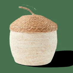 ALVIN Cesta De Almacenaje Con Tapa Marrón, Natural