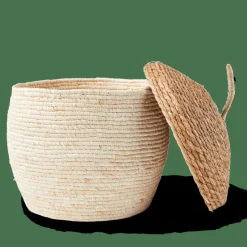 ALVIN Cesta De Almacenaje Con Tapa Marrón, Natural