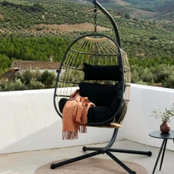 BAZAI Silla Colgante Con Soporte Negro