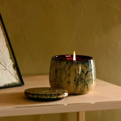 CERAMIC Vela En Tarro Azul