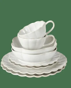 DAHLIA FLOWER Plato Hondo Blanco