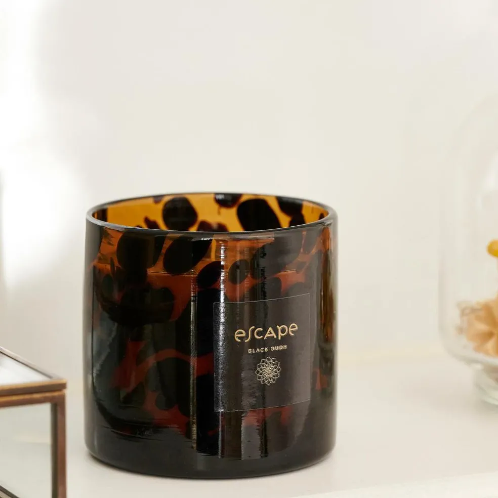 ESCAPE BLACK OUDH Vela Perfumada En Vaso Negro, Marrón, Multicolor
