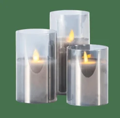 ION Velas LED Juego De 3 Gris