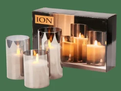 ION Velas LED Juego De 3 Gris