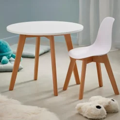 MATHIAS Silla Para Niños Blanco, Natural