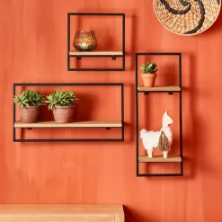 MIX&MATCH Estantería De Pared Negro, Natural