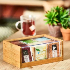 PANDA Caja Para Té 6 Compart. Transparente, Natural
