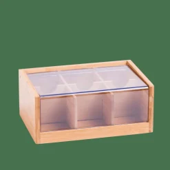 PANDA Caja Para Té 6 Compart. Transparente, Natural