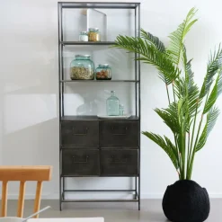 PHARMA Estantería De Pared Con 4 Cajones Negro