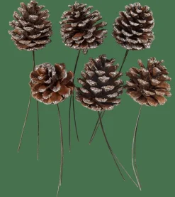 PINECONE Piñas Juego De 6 2 Colores Blanco, Plateado