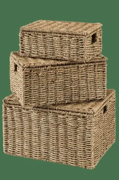 SEAGRASS Cesta Almacenaje L Con Tapa Natural