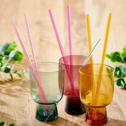 SLURP Pajitas Reutiliz Juego De 6 Mezcla De 3 Colores Naranja, Morado, Rosa