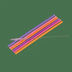 SLURP Pajitas Reutiliz Juego De 6 Mezcla De 3 Colores Naranja, Morado, Rosa