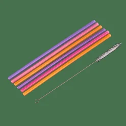 SLURP Pajitas Reutiliz Juego De 6 Mezcla De 3 Colores Naranja, Morado, Rosa