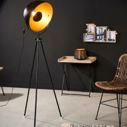 SOLEIL Lámpara De Pie Negro