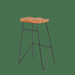 TEAK Taburete Bar Negro, Natural