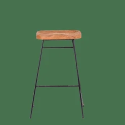 TEAK Taburete Bar Negro, Natural