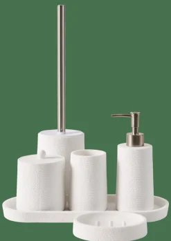 WHITE ELEGANCE Cepillo WC En Soporte Blanco, Plateado