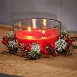 XMAS Vela Con Decoración Rojo