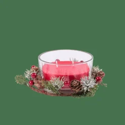 XMAS Vela Con Decoración Rojo