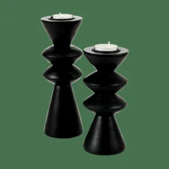 ZIGZAG Soporte Para Vela Pequeña Negro